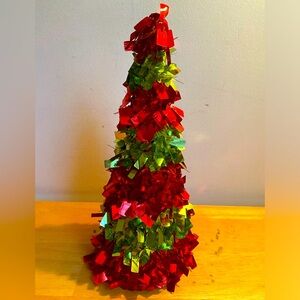 Beaded shimmer small decorative tabletop Christmas tree 10”